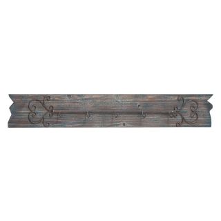 Benzara Inc Blue Gray Wooden Wall Panel with Hooks   50918