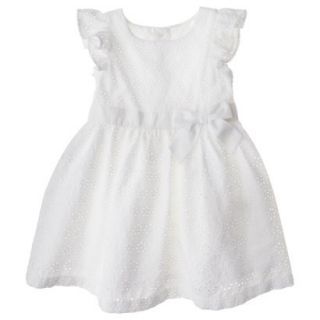 Cherokee Infant Toddler Girls Eyelet Flutter Sleeve Dress   White 5T