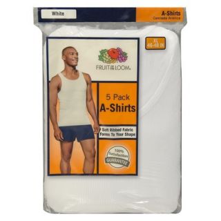 Fruit of the Loom Mens A Shirts 5 Pack   White S