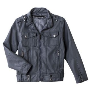 Urban Republic Boys 4 Pocket Faux Leather Aviator Jacket   Charcoal 18 20