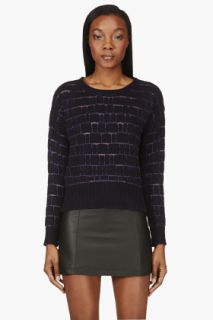 Avelon Black And Purple Threaded Cutout Sweater