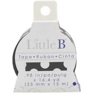 Little B Decorative Paper Tape 25mmx15m black W/white Dots