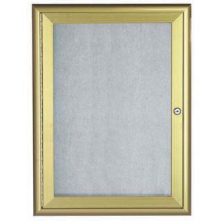 AARCO LED Lighted Enclosed Bulletin Board OWFC Finish Gold, Size 36 H x 24