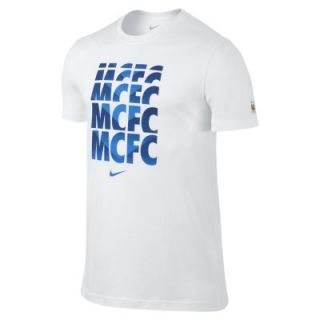 Manchester City FC Core Type Mens T Shirt   White