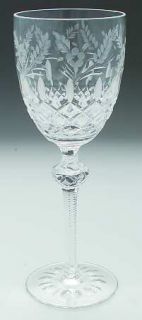 Crystal Clear Celine Water Goblet   Polished And Gray Floral Cut On Bowl