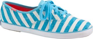 Womens Keds Champion Washed Stripe   Sky Blue Textured Canvas Casual Shoes