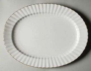 Mikasa Fluted Gold 14 Oval Serving Platter, Fine China Dinnerware   All White,F