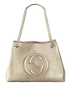 Gucci Soho Metallic Leather Shoulder Bag   Champagne