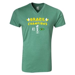 Brazil FIFA Confederations Cup 2013 Champions V Neck T Shirt (Heather Green)