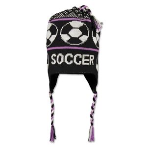 hidden Fleece Lined Soccer Knit Hat (Black/Pink)