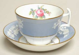 Spode Maritime Rose Blue (Scalloped) Footed Cup & Saucer Set, Fine China Dinnerw