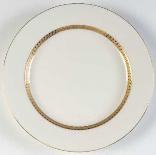 Nikko Inca Gold Salad/Dessert Plate, Fine China Dinnerware   White, Gold Encrust