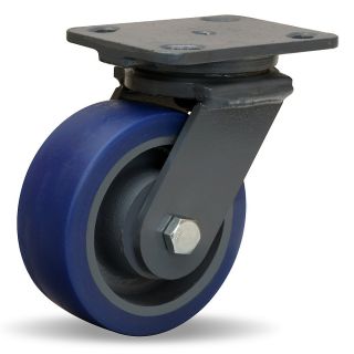 Hamilton Workhorse Caster   5Dia.X2W Polyurethane Wheel   840 Lb. Capacity A  1/2 Sealed Precision Ball Bearings   Swivel   Blue