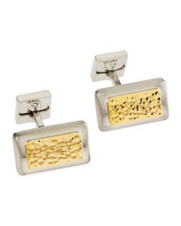 Two Tone Hammered Rectangle Cuff Links