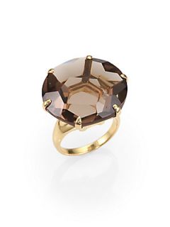 IPPOLITA Gemma Collection Smoky Quartz and 18K Yellow Gold Large Ring   Gold Smo