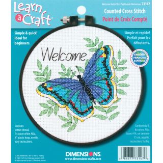 Learn a craft Welcome Butterfly Counted Cross Stitch Kit 6 Round