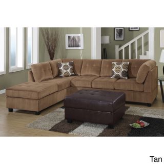 Salerno Reversible Sectional Sofa With Free Pillows And Ottoman